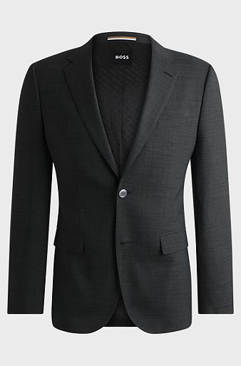 Micro-patterned jacket in stretch cloth with virgin wool, Dark Grey