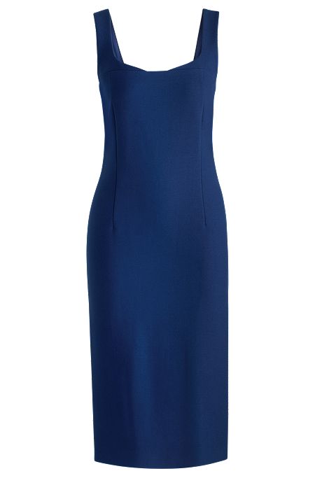 Bodycon midi dress in stretch fabric, Blue