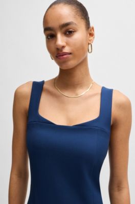 Robe mi-longue pr&egrave;s du corps en tissu stretch, Bleu