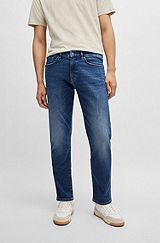 Maine Regular-fit jeans in blue soft-motion denim, Blue