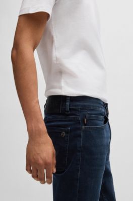 BOSS - Delaware Blauschwarze Slim-Fit Jeans aus Soft-Motion-Denim 