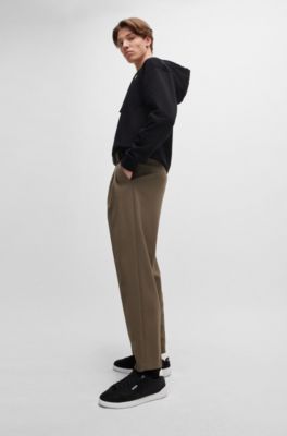 Faux-leather lace-up trainers with logo detail, Black