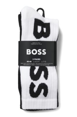 Three-pack of short socks with large logos, White / Black
