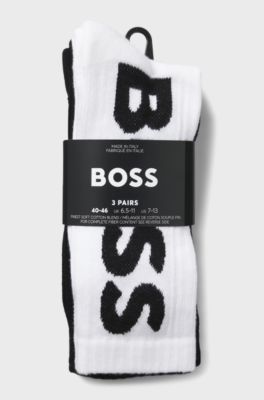Three-pack of short socks with large logos, White / Black