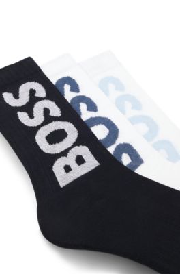 Three-pack of short socks with large logos, White / Black