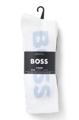 Three-pack of short socks with large logos, White / Black