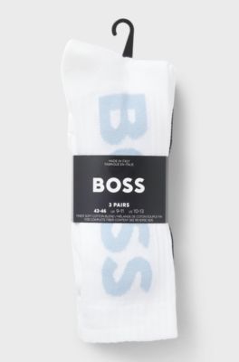 Three-pack of short socks with large logos, White / Black