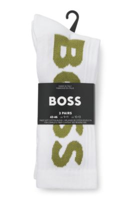 Three-pack of short socks with large logos, White