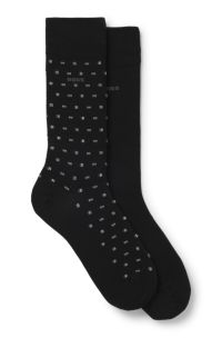 Two-pack of regular-length socks in a cotton blend, Black