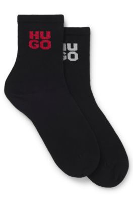 Two-pack of short-length socks with sparkly logos, Black