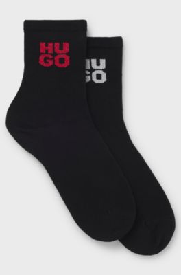 Two-pack of short-length socks with sparkly logos, Black