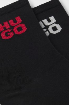 Two-pack of short-length socks with sparkly logos, Black