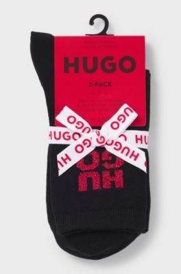 Two-pack of short-length socks with sparkly logos, Black