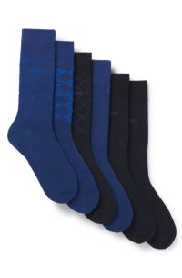 Six-pack of regular-length socks in a cotton blend, Blue