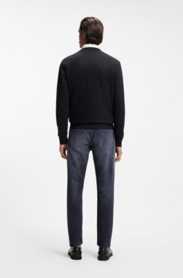 Cotton-terry sweatshirt with flock-print logo, Black