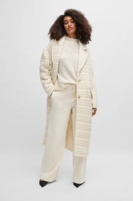 Regular-fit trousers in stretch-cotton velvet, Natural