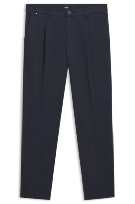 Regular-fit trousers in stretch-cotton gabardine, Dark Blue