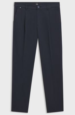 Regular-fit trousers in stretch-cotton gabardine, Dark Blue