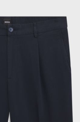 Regular-fit trousers in stretch-cotton gabardine, Dark Blue