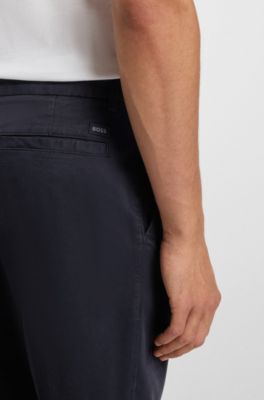 Regular-fit trousers in stretch-cotton gabardine, Dark Blue