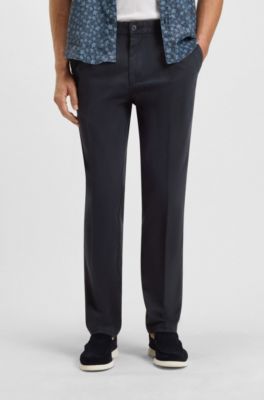 Regular-fit trousers in stretch-cotton gabardine, Dark Blue