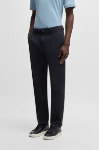 Regular-fit trousers in stretch-cotton gabardine, Dark Blue