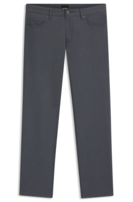 Casual regular-fit trousers in anti-wrinkle twill, Dark Grey