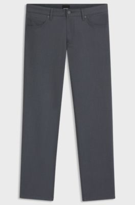 Casual regular-fit trousers in anti-wrinkle twill, Dark Grey