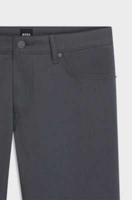 Casual regular-fit trousers in anti-wrinkle twill, Dark Grey