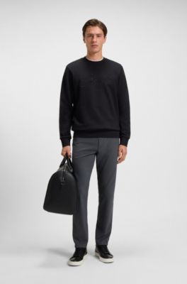 Casual regular-fit trousers in anti-wrinkle twill, Dark Grey