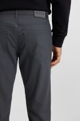 Casual regular-fit trousers in anti-wrinkle twill, Dark Grey