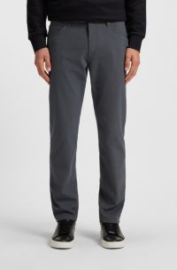 Casual regular-fit trousers in anti-wrinkle twill, Dark Grey