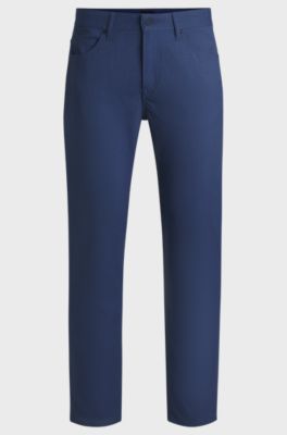 Casual regular-fit trousers in anti-wrinkle twill, Blue