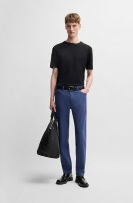 Casual regular-fit trousers in anti-wrinkle twill, Blue