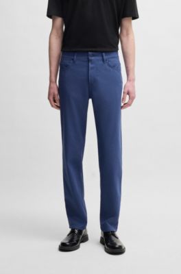 Casual regular-fit trousers in anti-wrinkle twill, Blue