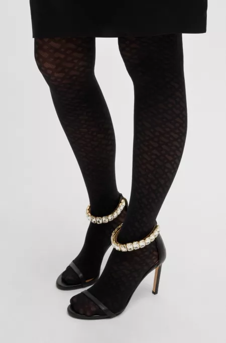 20-denier tights with monogram pattern