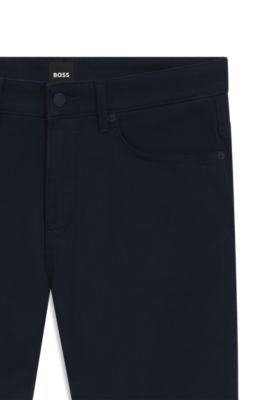 Delaware Slim-fit trousers in brushed satin, Dark Blue