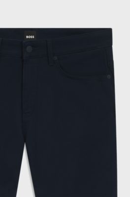 Delaware Pantalon Slim en satin bross&eacute;, Bleu fonc&eacute;