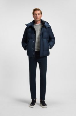 Delaware Slim-fit trousers in brushed satin, Dark Blue