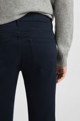 Delaware Slim-Fit Hose aus geb&uuml;rstetem Satin, Dunkelblau