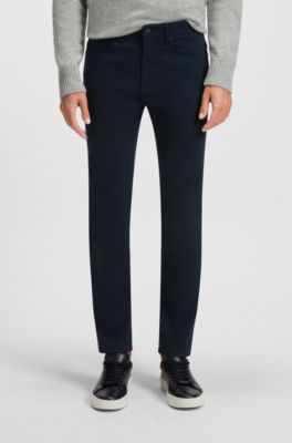 Delaware Slim-fit trousers in brushed satin, Dark Blue
