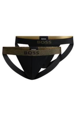 HUGO BOSS TWO-PACK OF STRETCH-COTTON BRIEFS WITH JOCK STRAPS 