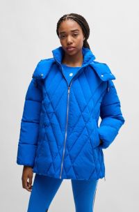 Water-repellent jacket with seasonal quilting, Blue