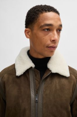 BOSS スエード ジャケット ブラウン 4ポケット BOSS クロップド スエードレザージャケット | ブラウン