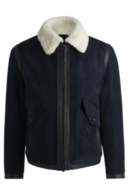 HUGO BOSS ダークブルー レザージャケット HUGO BOSSブルーMenレザージャケット