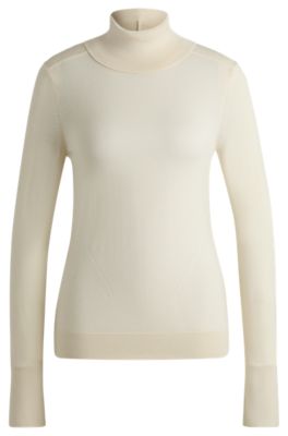 BOSS - Rollneck sweater in wool, silk and cashmere - Light Beige