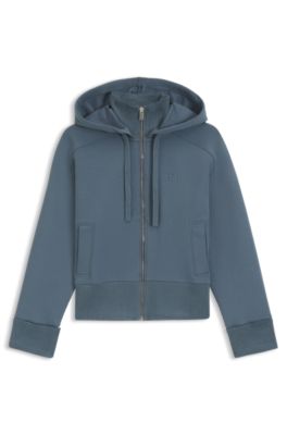 Cotton-jersey hooded jacket with Double B monogram, Blue