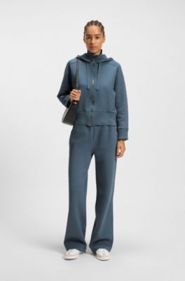 Cotton-jersey hooded jacket with Double B monogram, Blue