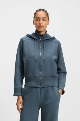 Cotton-jersey hooded jacket with Double B monogram, Blue