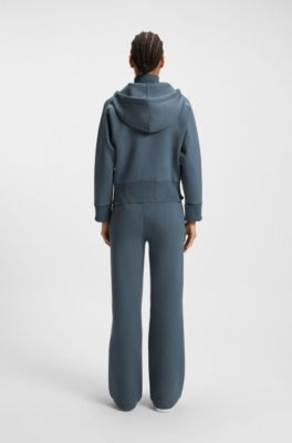 Cotton-jersey hooded jacket with Double B monogram, Blue